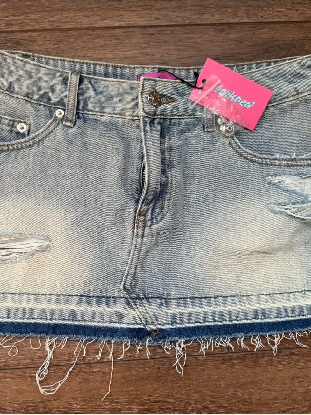 NWT Edikted Light Wash Denim Mini Skirt